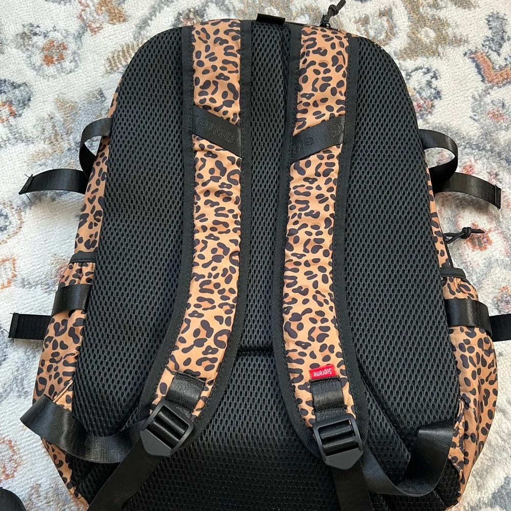 Supreme Leopard-Print Backpack in Tan and Black